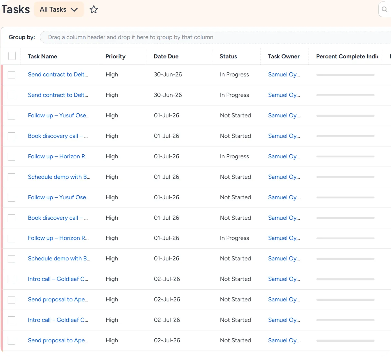 Insightly follow-up tracking