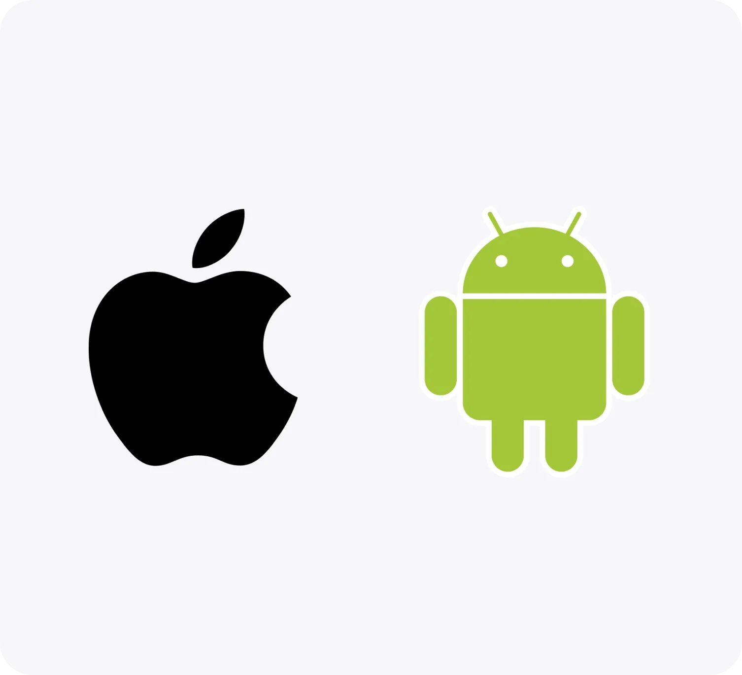The Apple logo beside the Android robot