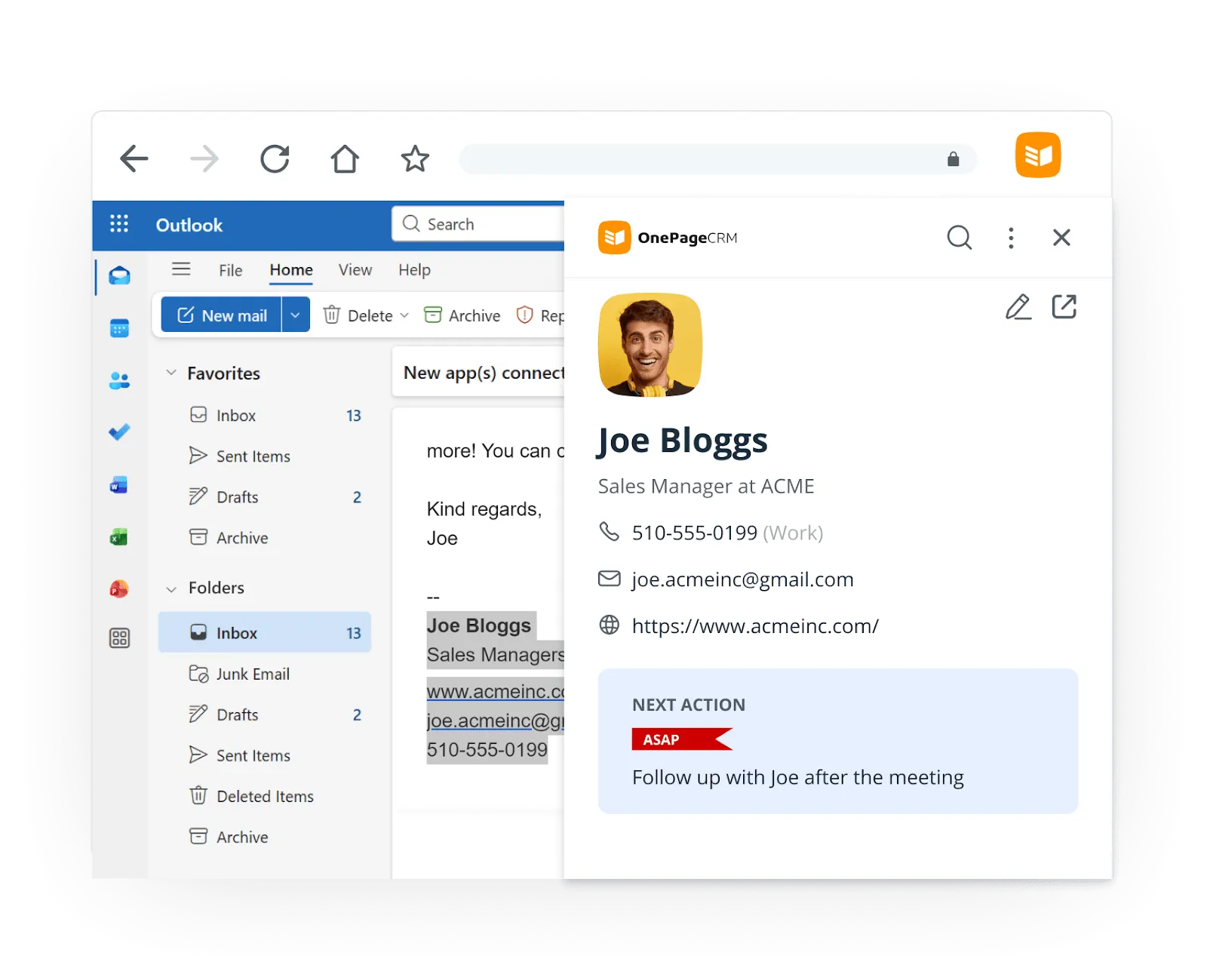 capture leads in outlook inbox