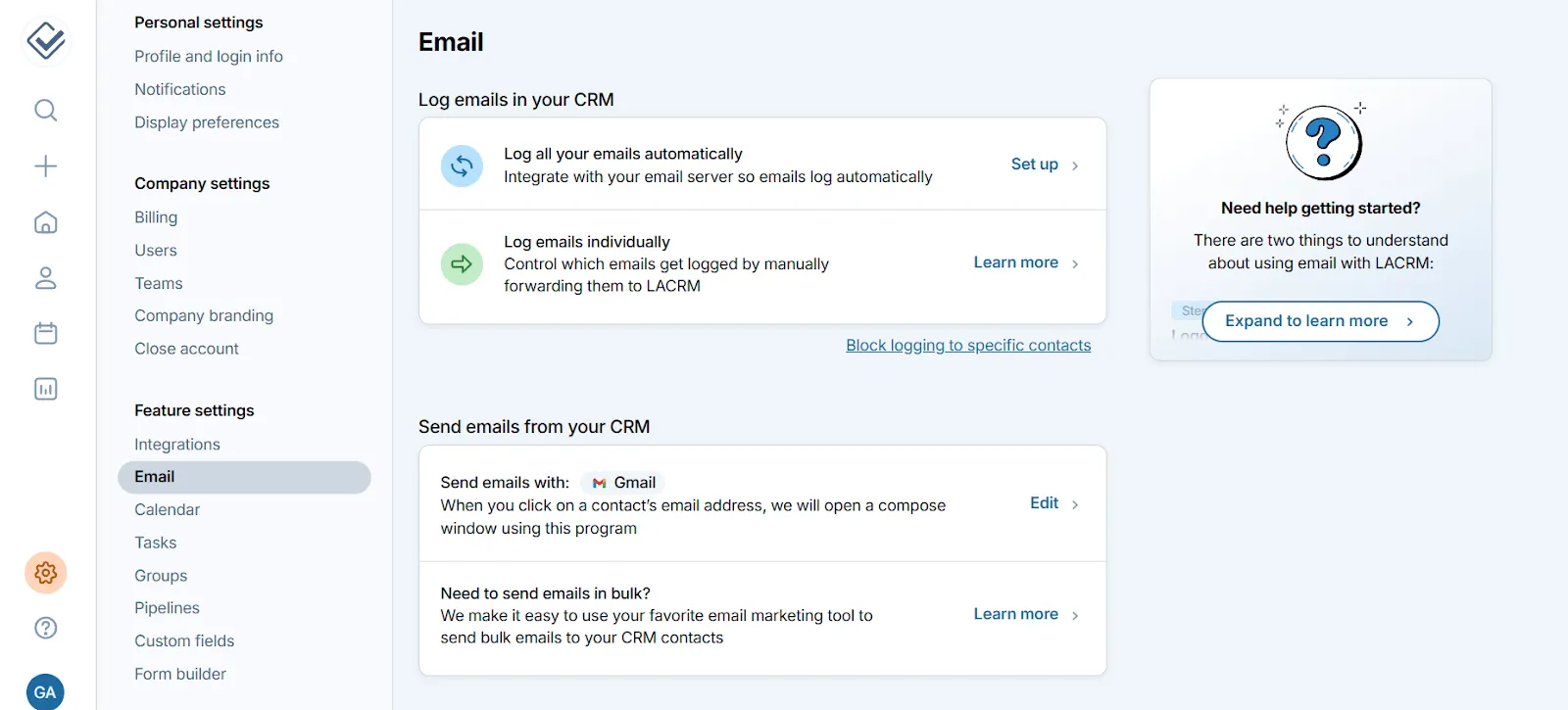 less annoying crm email bcc