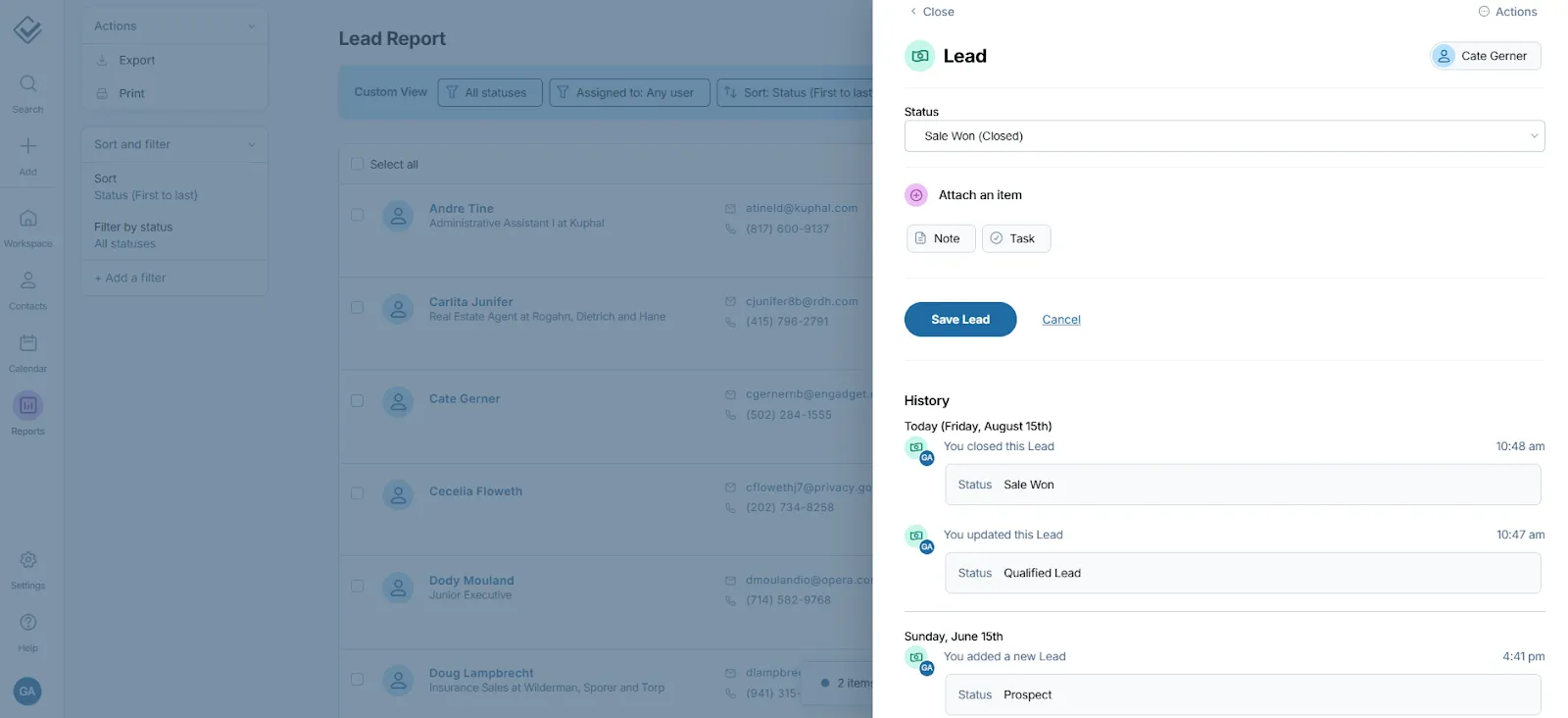 less annoying crm lead page