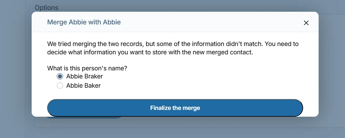 merge contact in less annoying crm