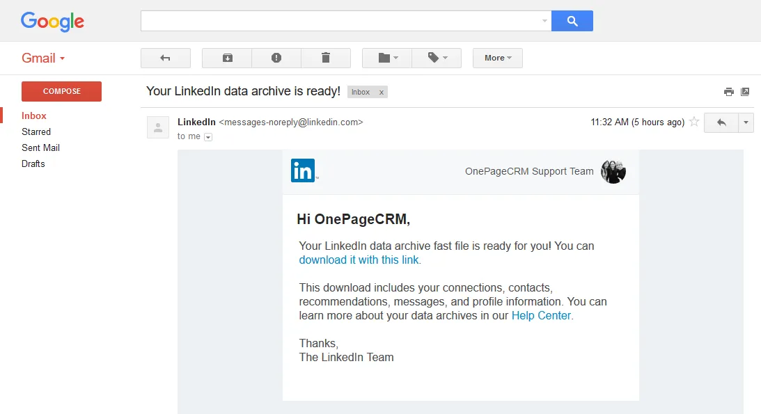 data archive ready email
