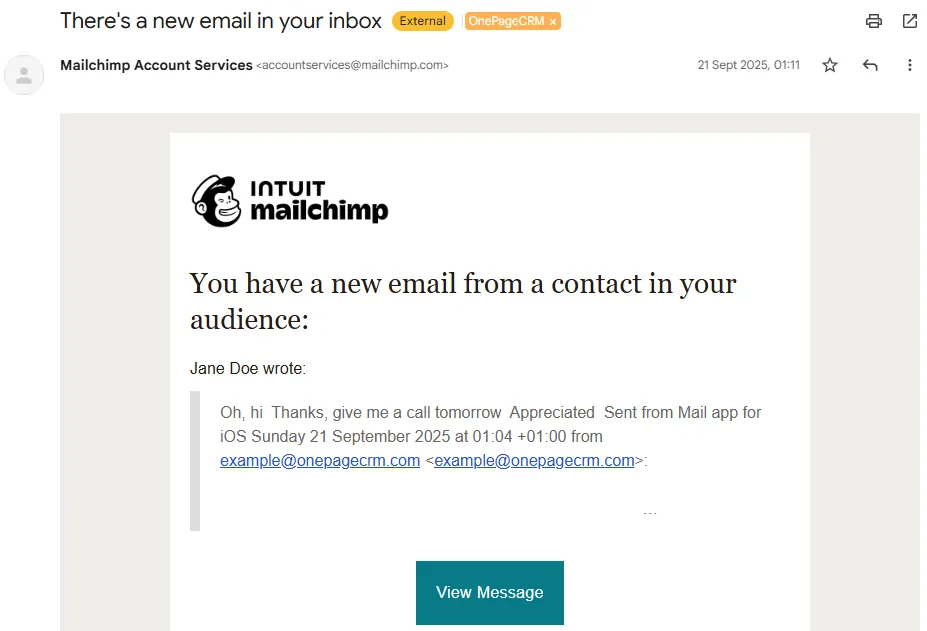 new emails in mailchimp inbox