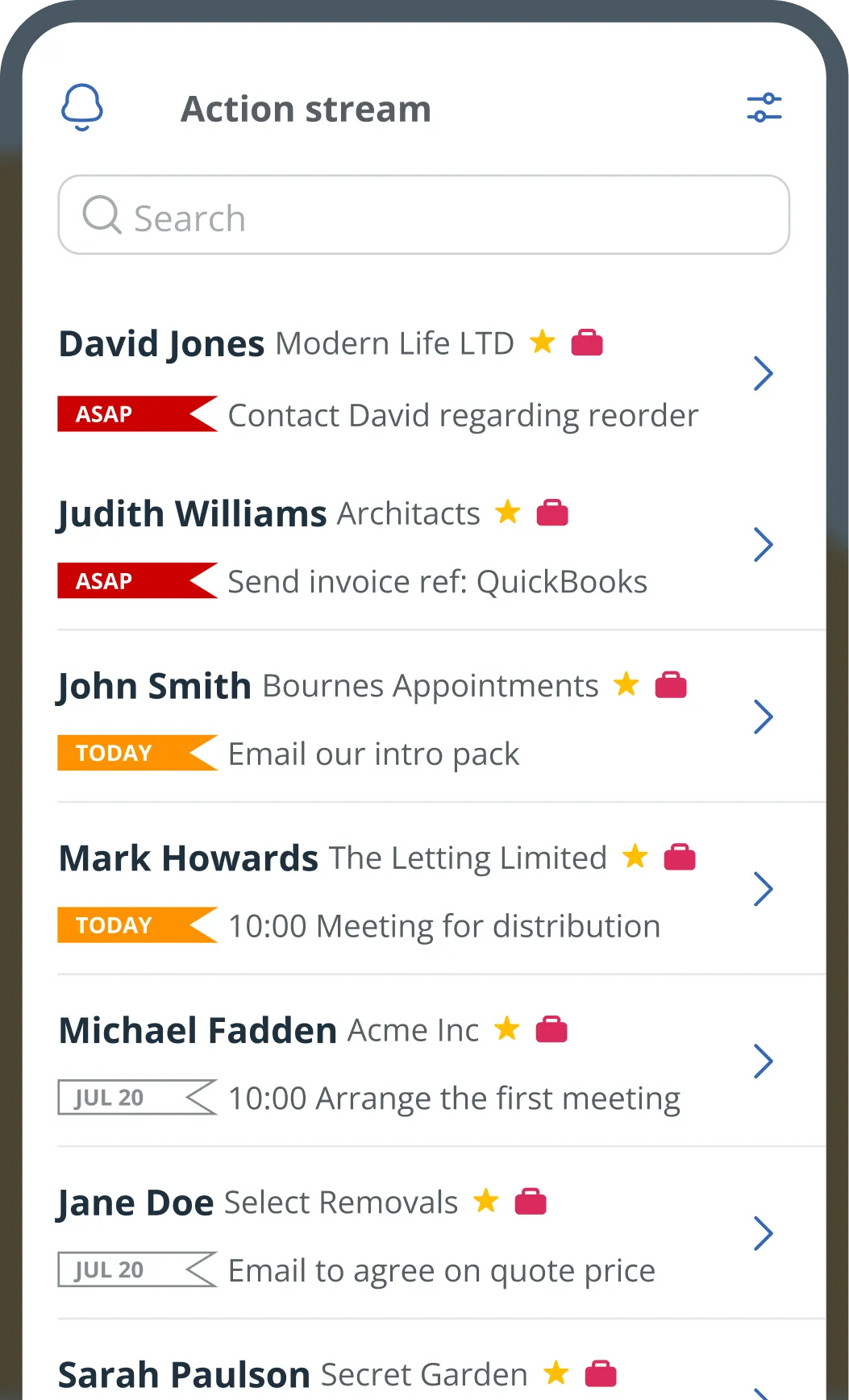 follow-up reminder in contacts app