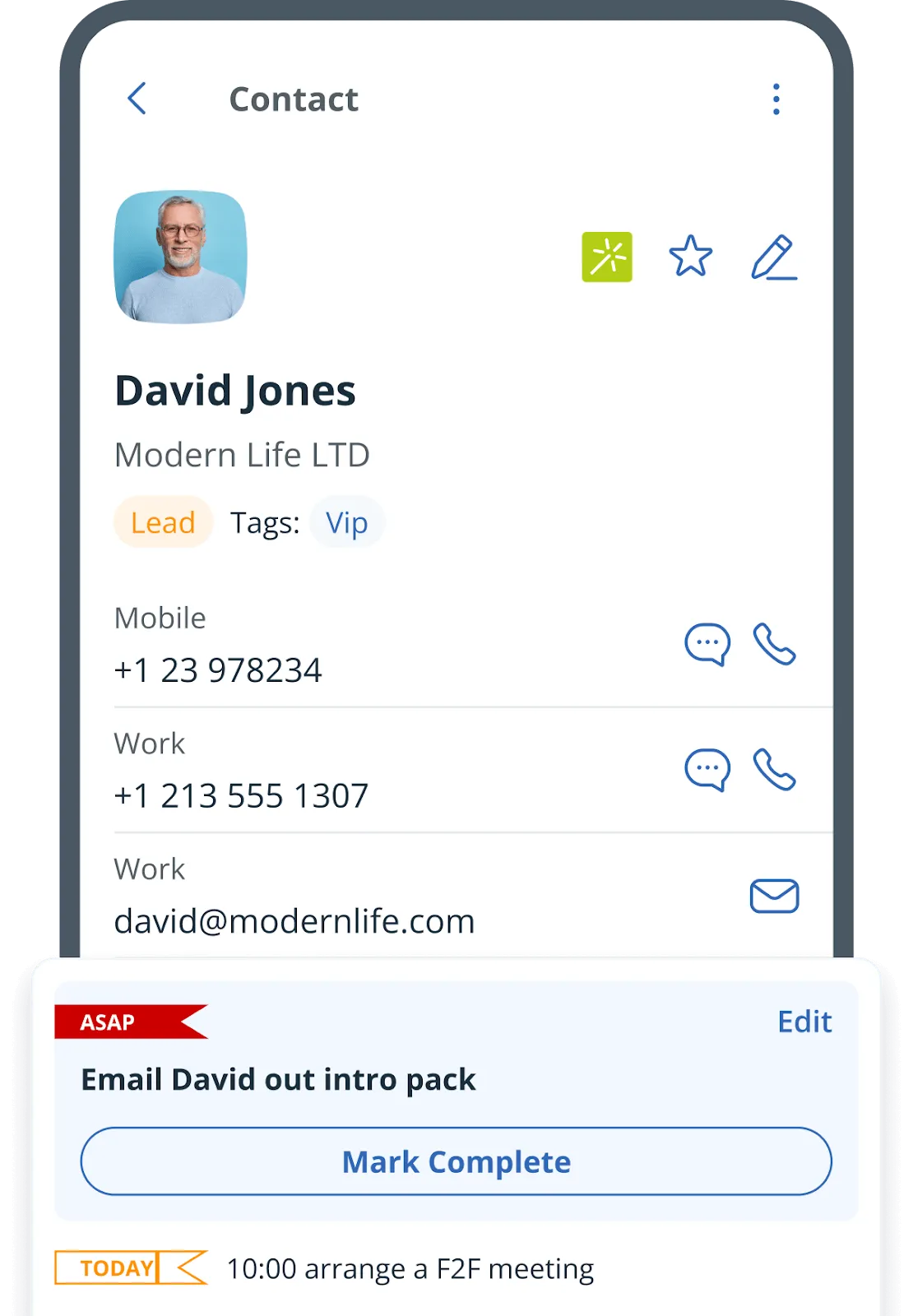 follow ups in contacts app
