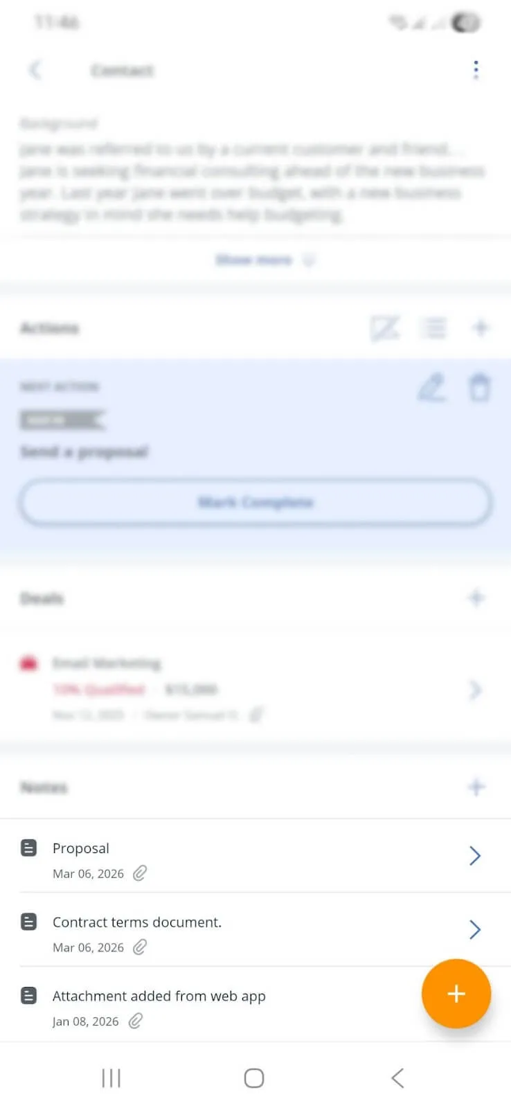 files and attachments in contacts app