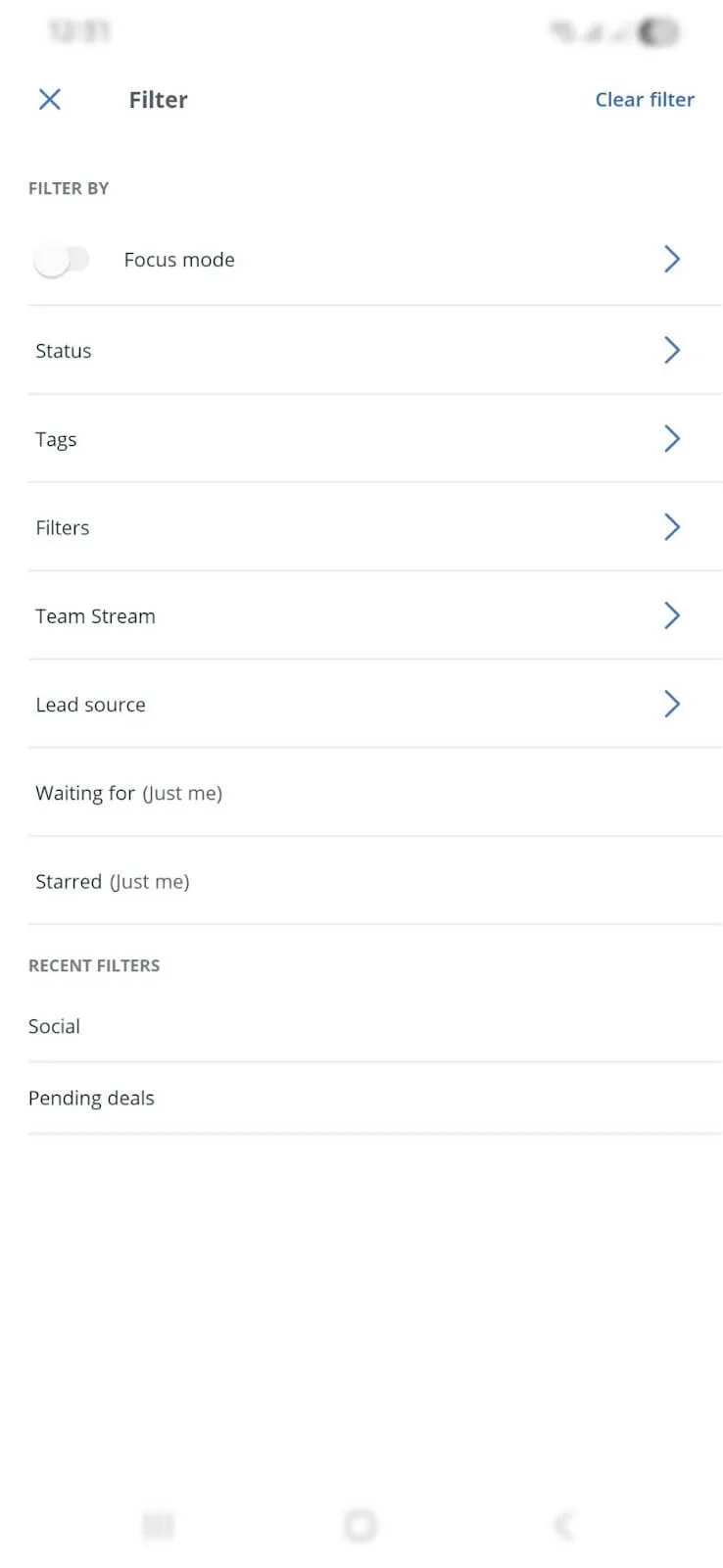 filters in contact manager