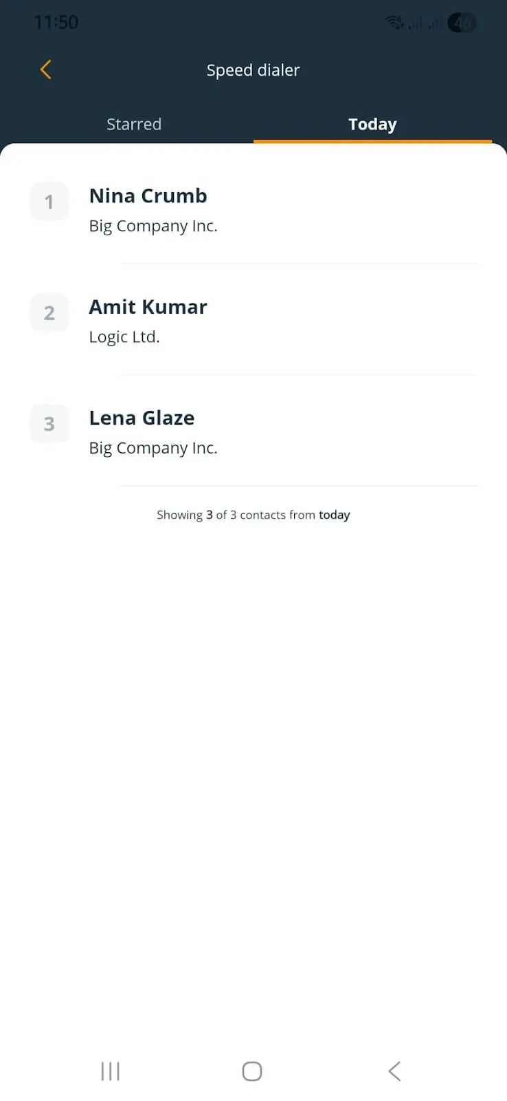 sales dialer in contacts app
