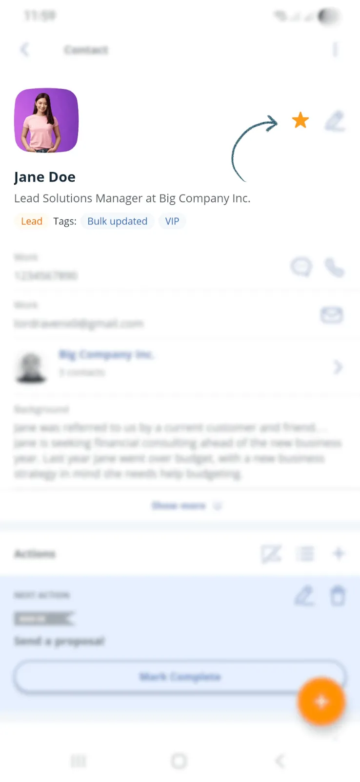 star contacts in contact manager