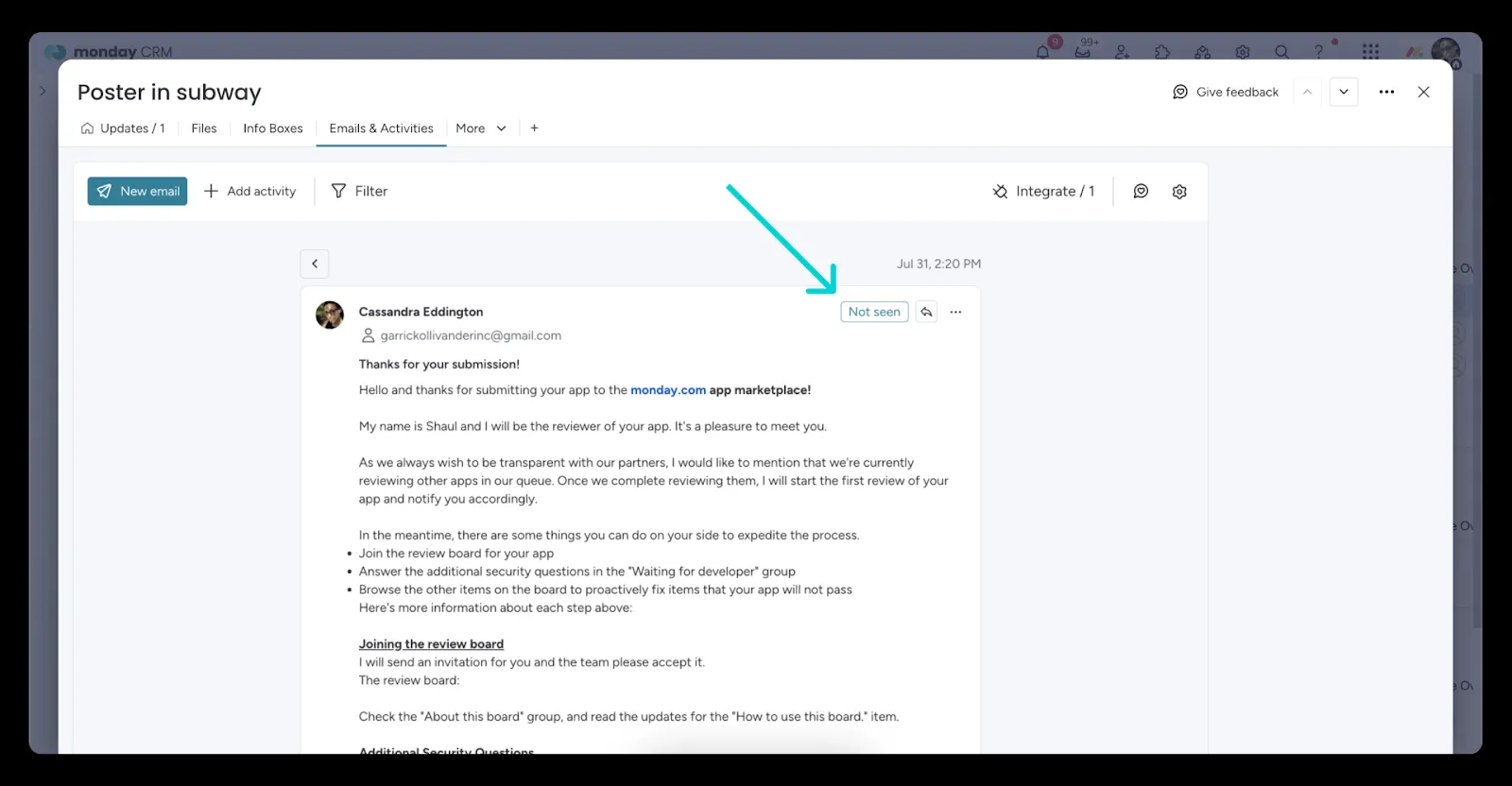 monday crm email records