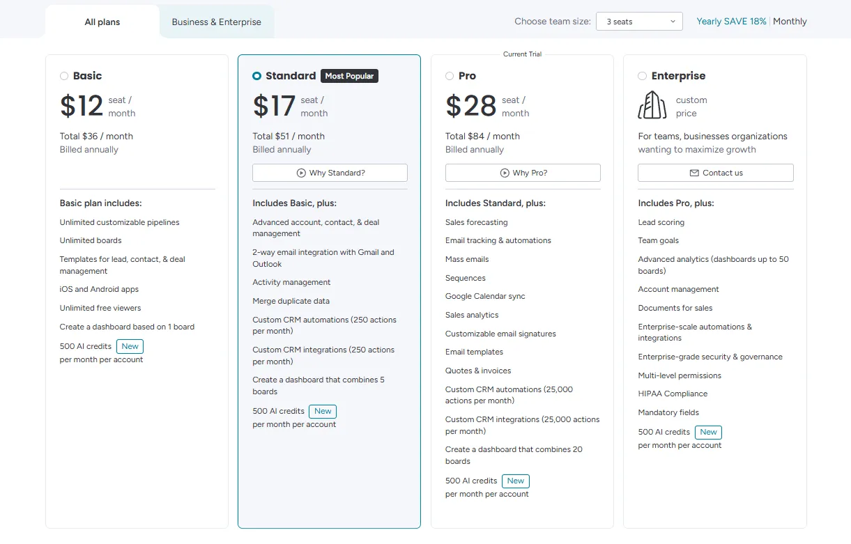monday crm pricing plans