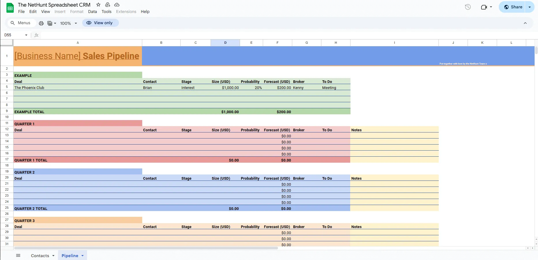 free crm spreadsheet template
