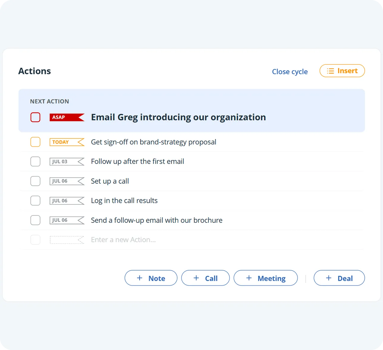 customer follow ups in onepagecrm