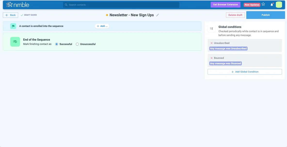 nimble crm email sequence builder