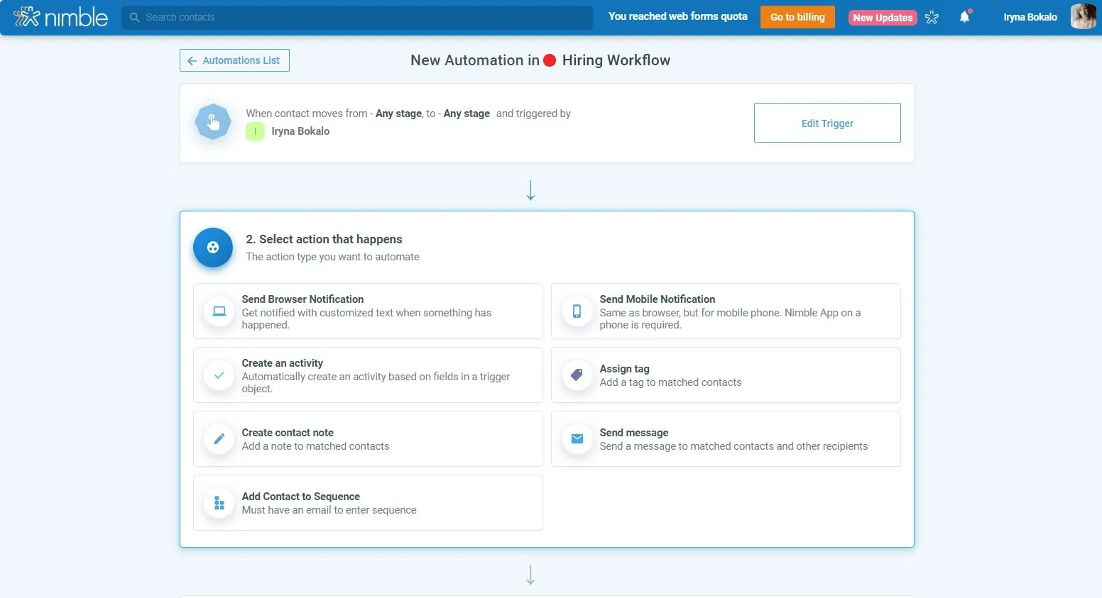 nimble crm workflow automation builder