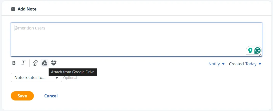 attach google drive file in google crm