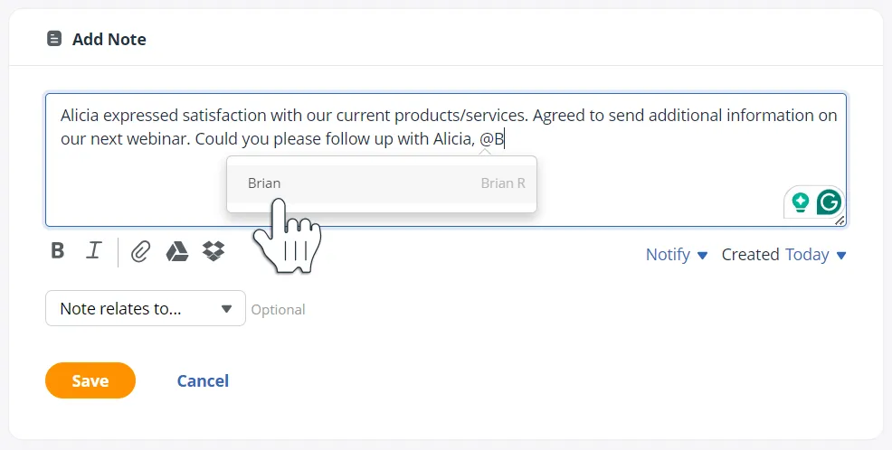 keeping and organizing crm notes