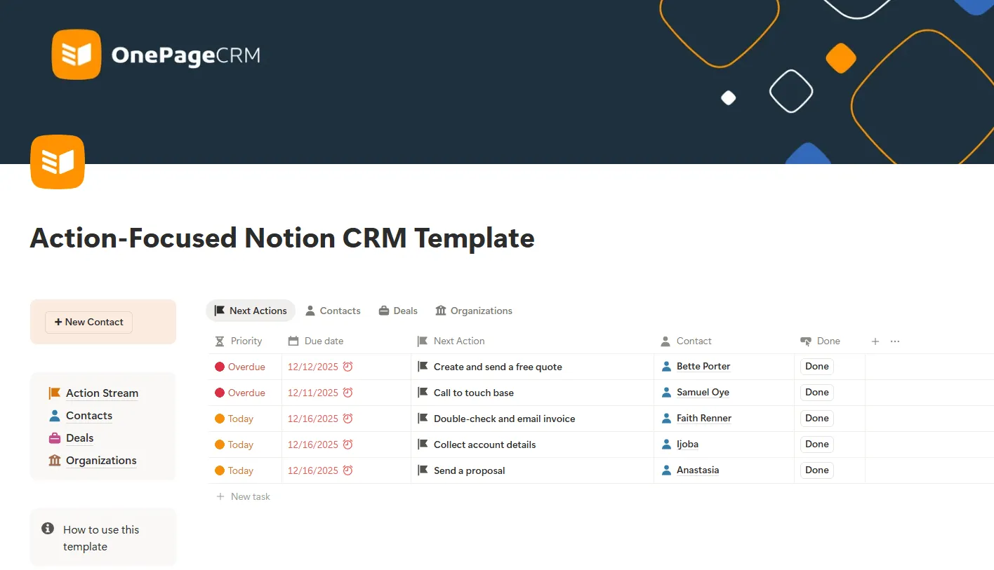 action focused notion crm central workspace