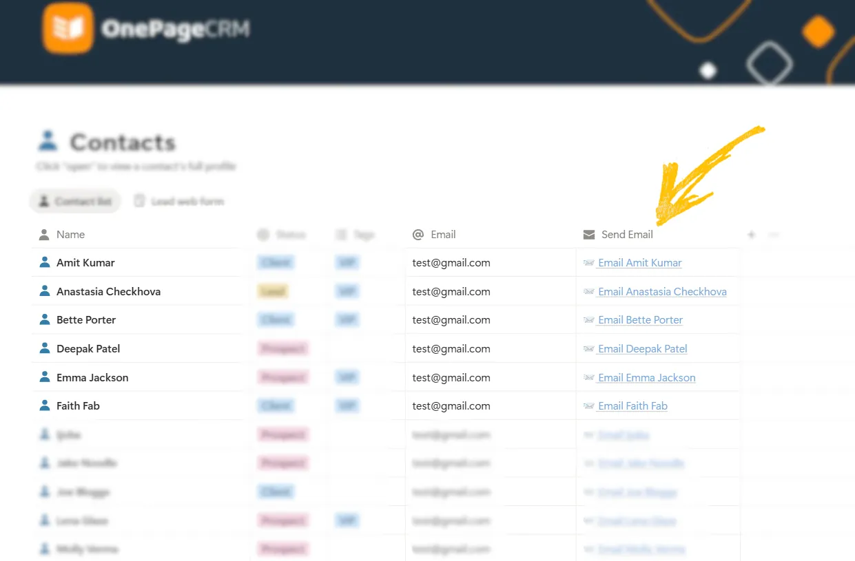 send email button in notion crm template