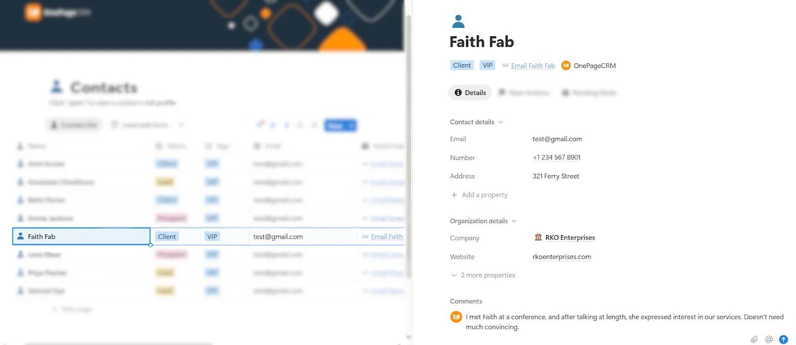 contact profile in notion crm template