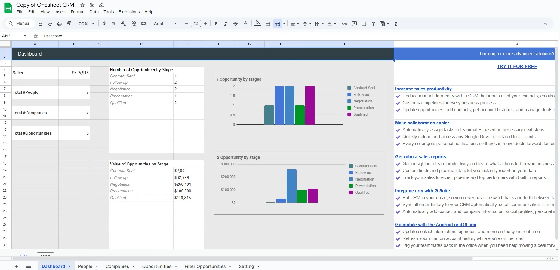 free crm spreadsheet template by Onesheet CRM