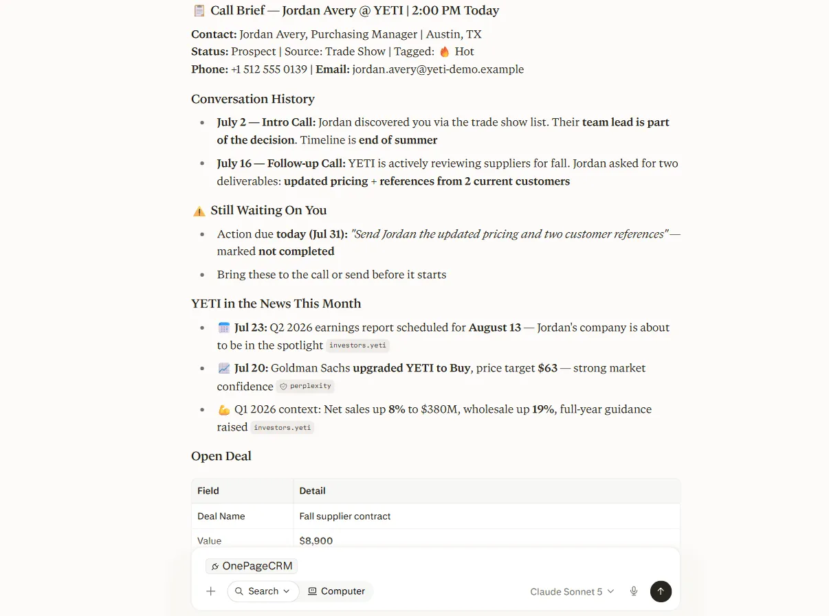 perplexity ai assistant call brief