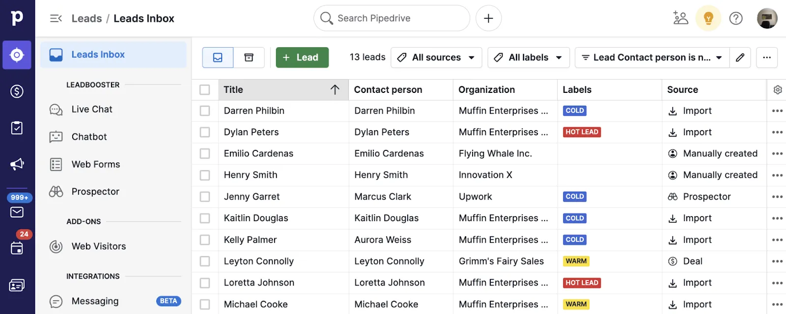 clunky pipedrive crm interface
