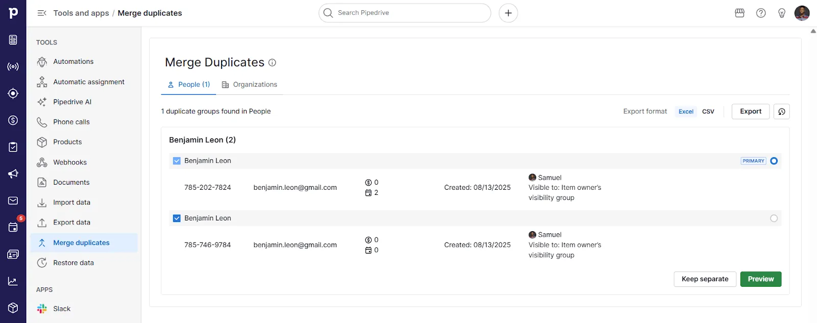 duplicate management in pipedrive crm