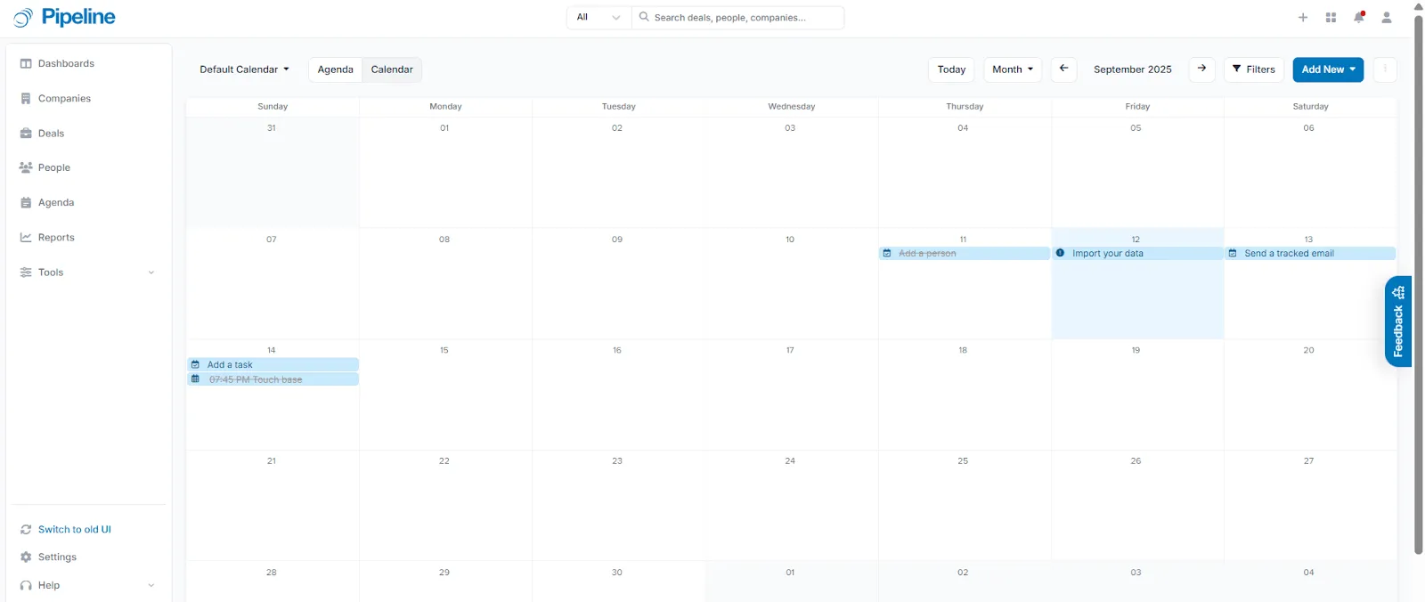 pipeline crm task calendar