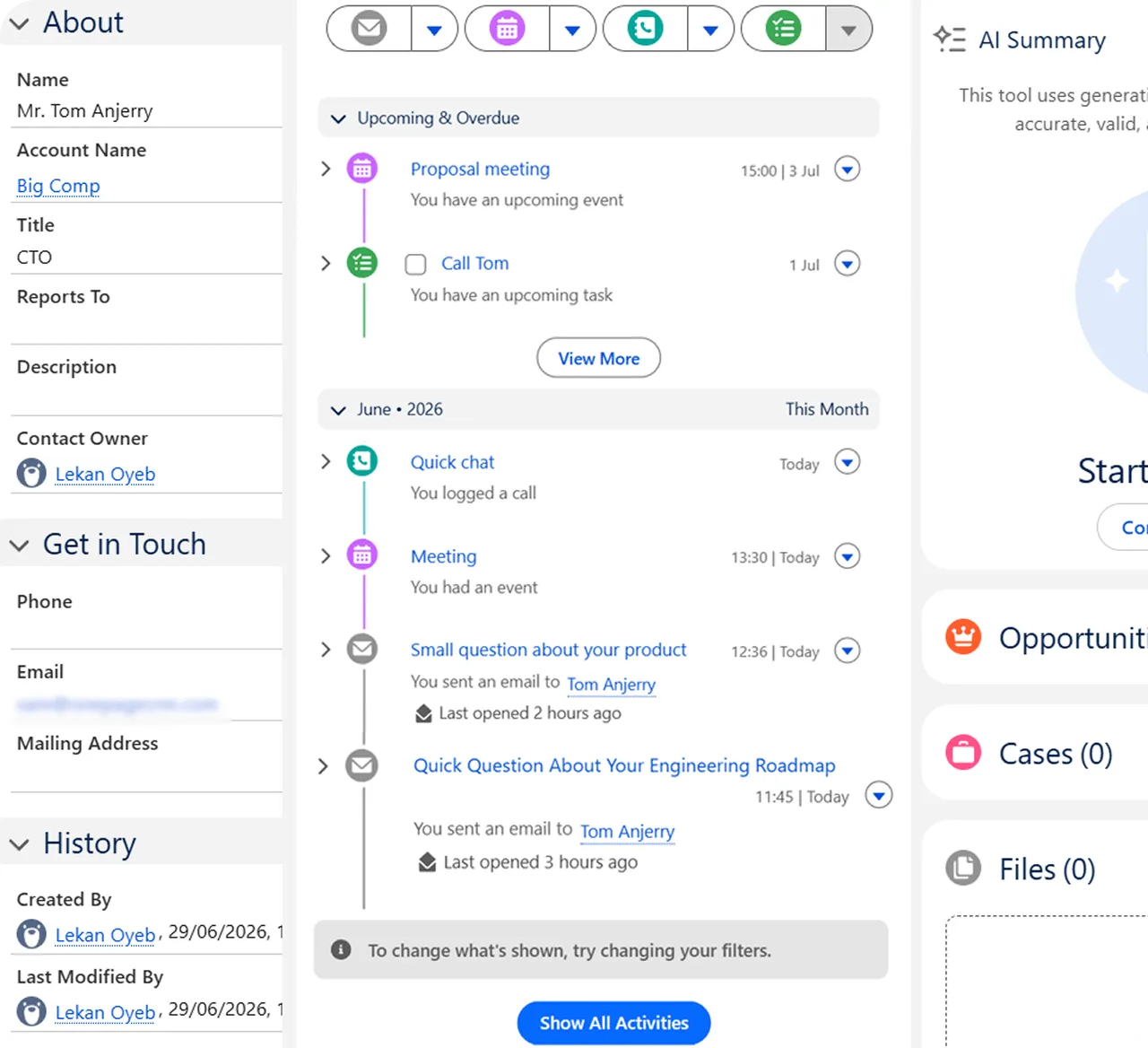 Salesforce contact management