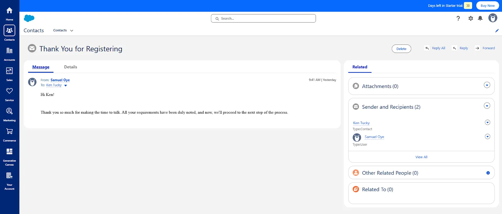 salesforce crm email logs