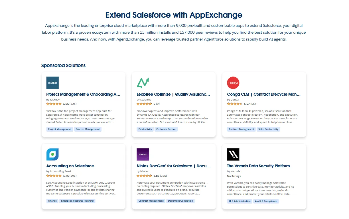 appexchange integrations in salesforce crm