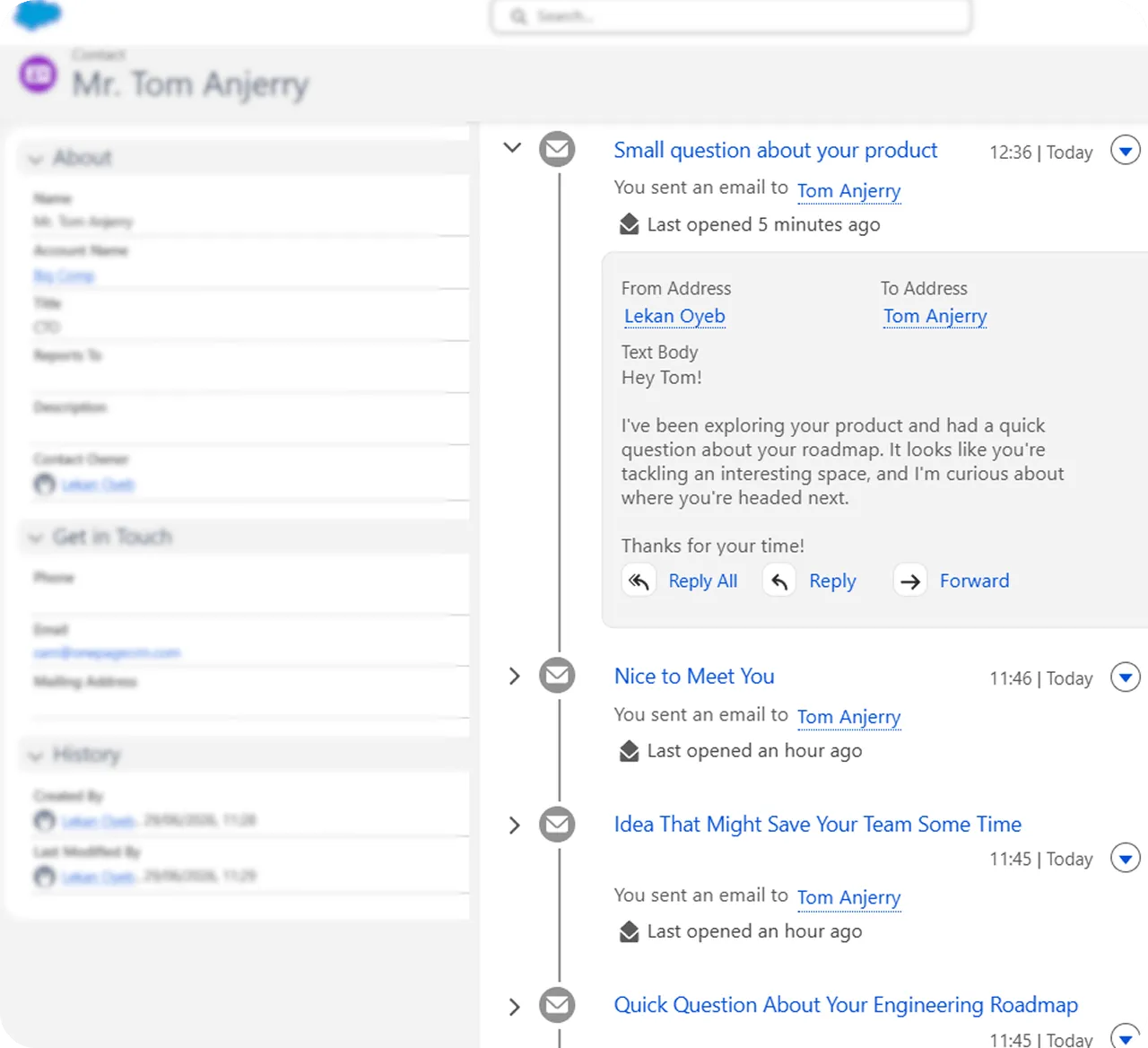 Salesforce email sync