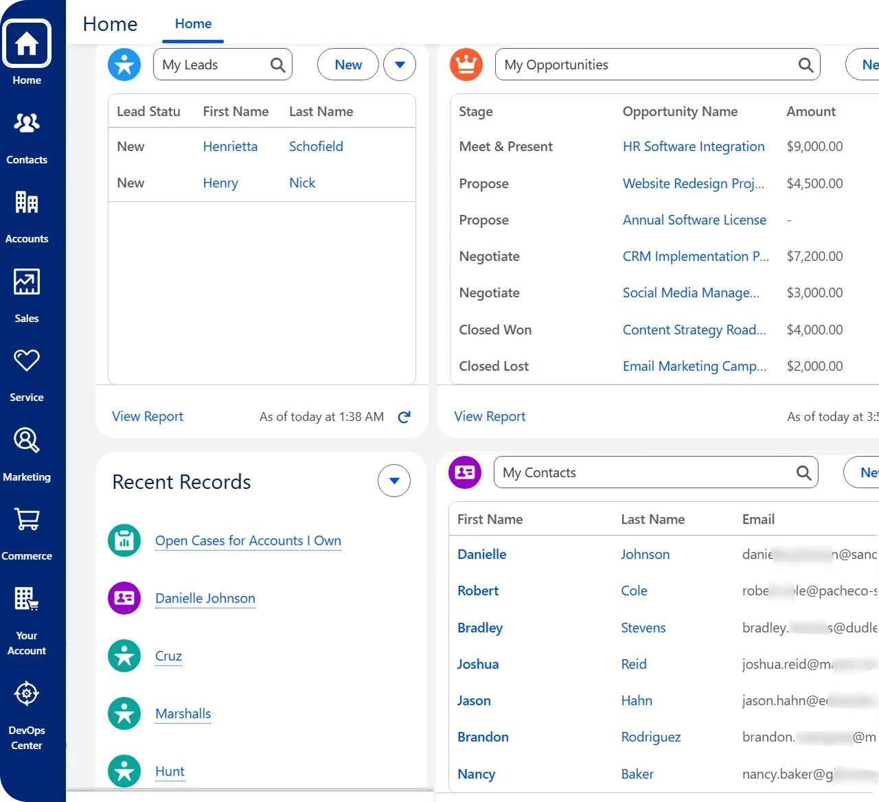 Salesforce interface