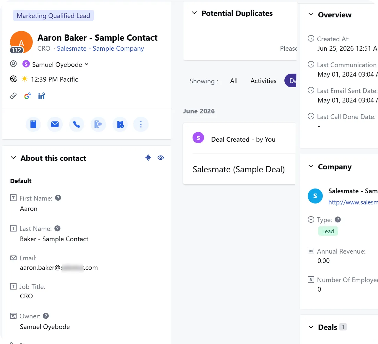 Salesmate contact management