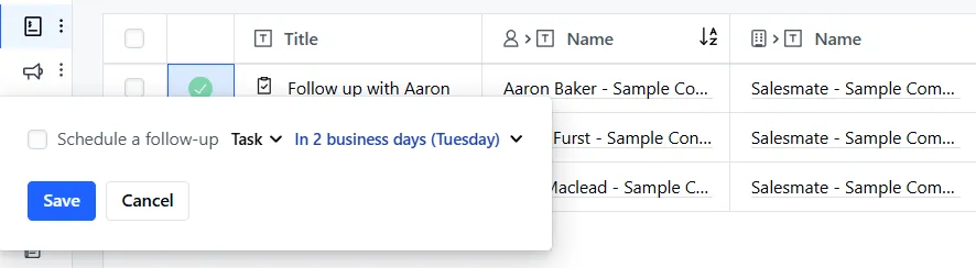 salesmate crm follow-up task