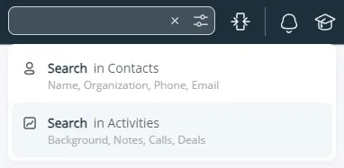 search in contacts or in activities