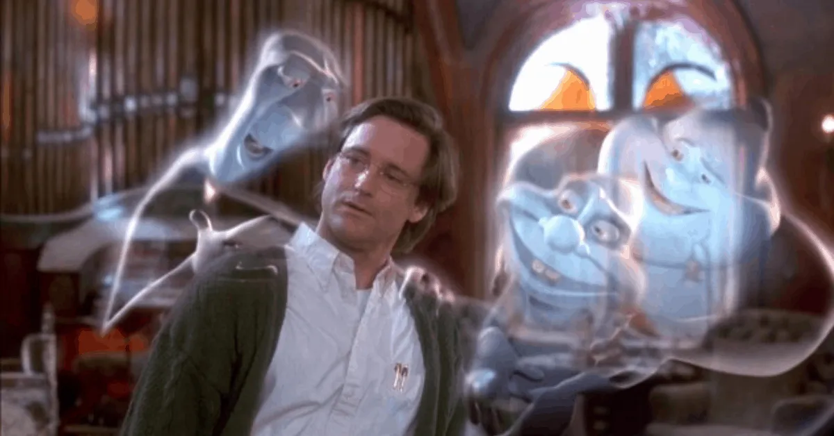 Casper’s three ghost uncles swirling around a startled man