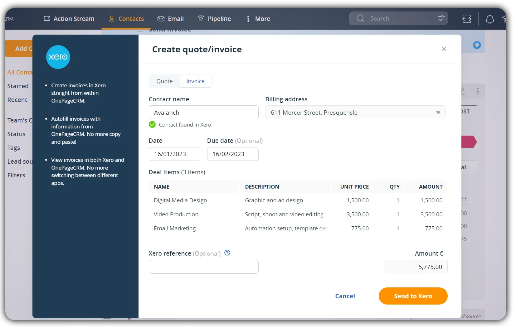 xero crm integration