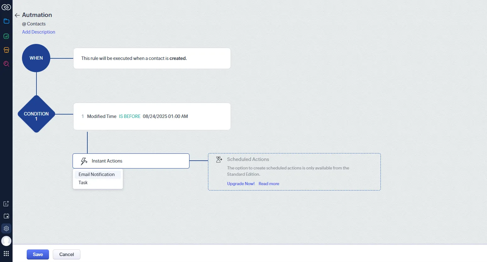 zoho crm automated workflow