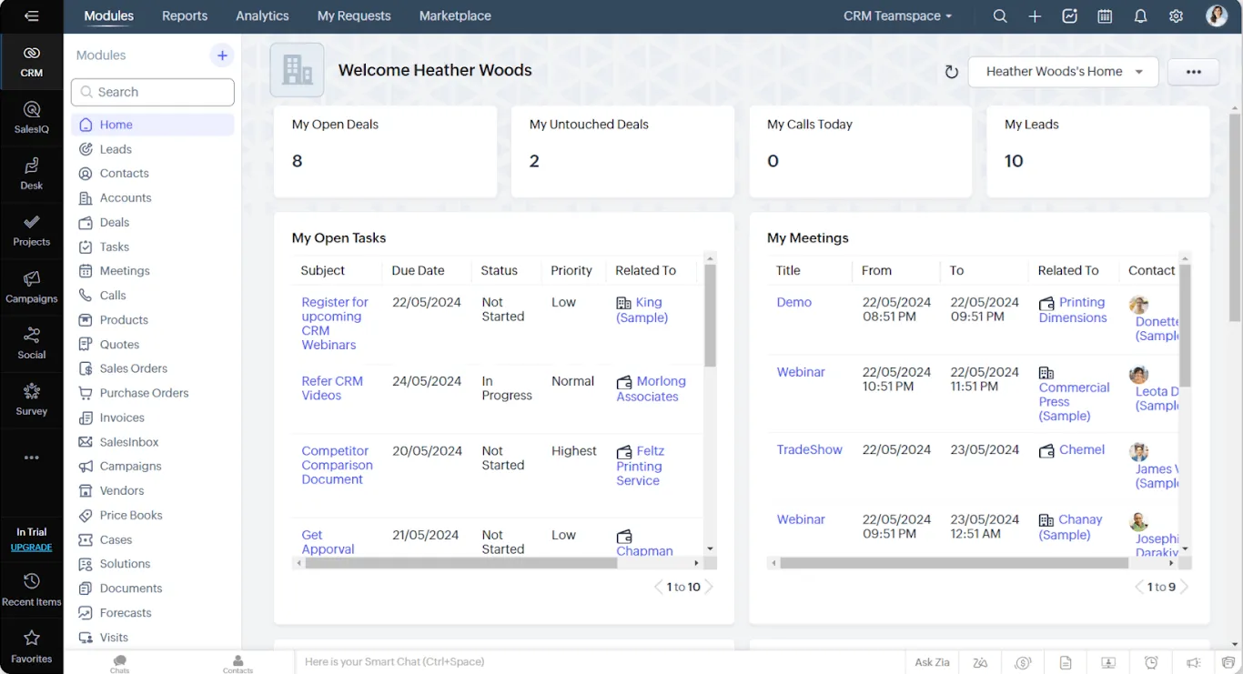 Zoho CRM is an affordable CRM solution for small businesses