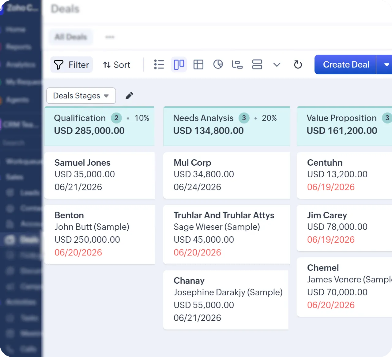 Zoho sales pipeline