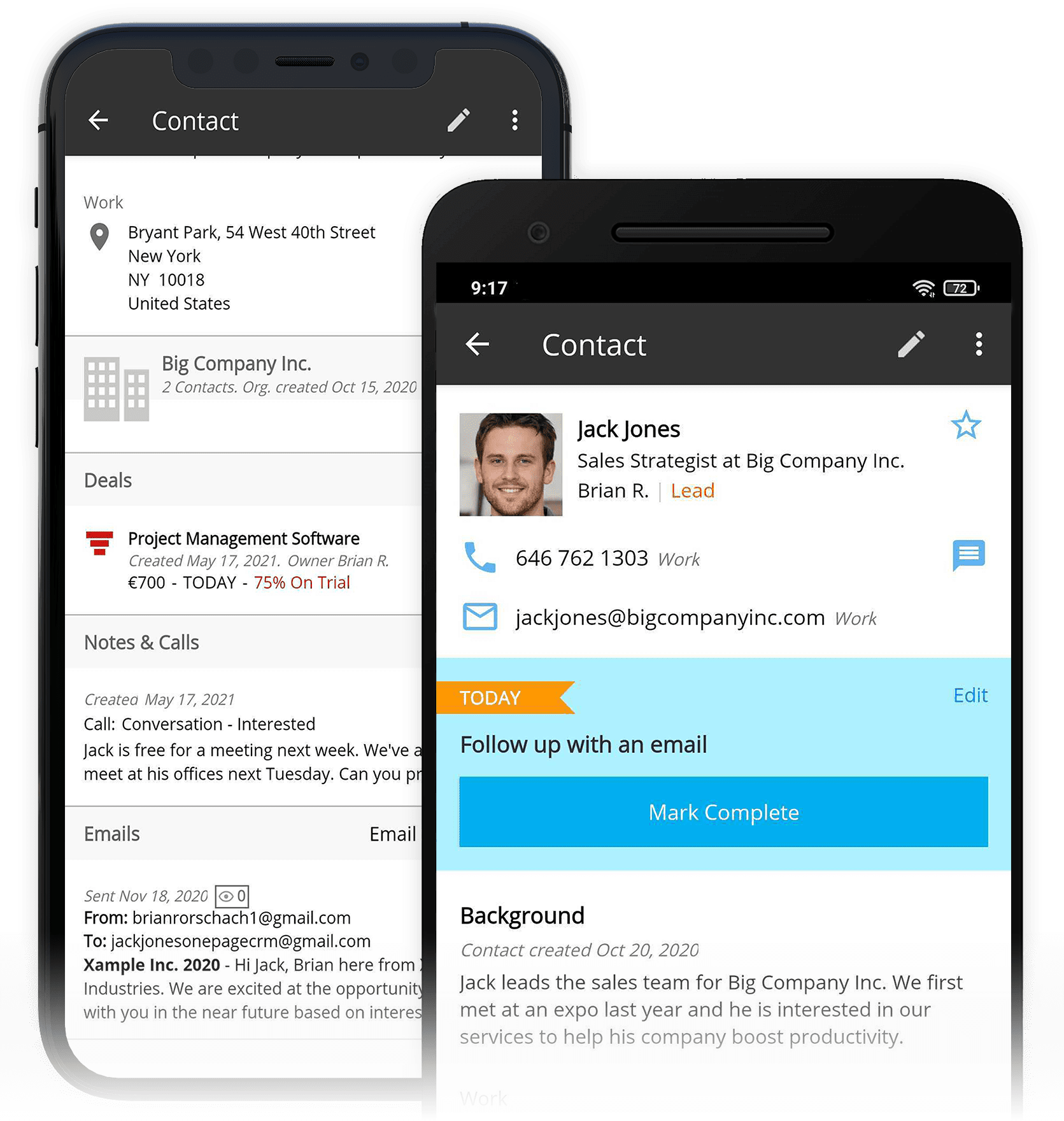 OnePageCRM has a mobile CRM version