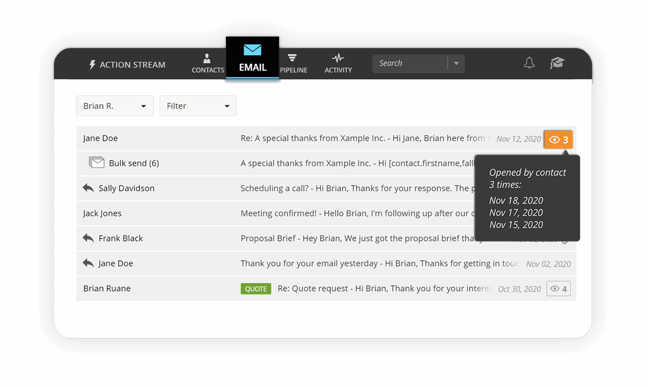 email management CRM feature