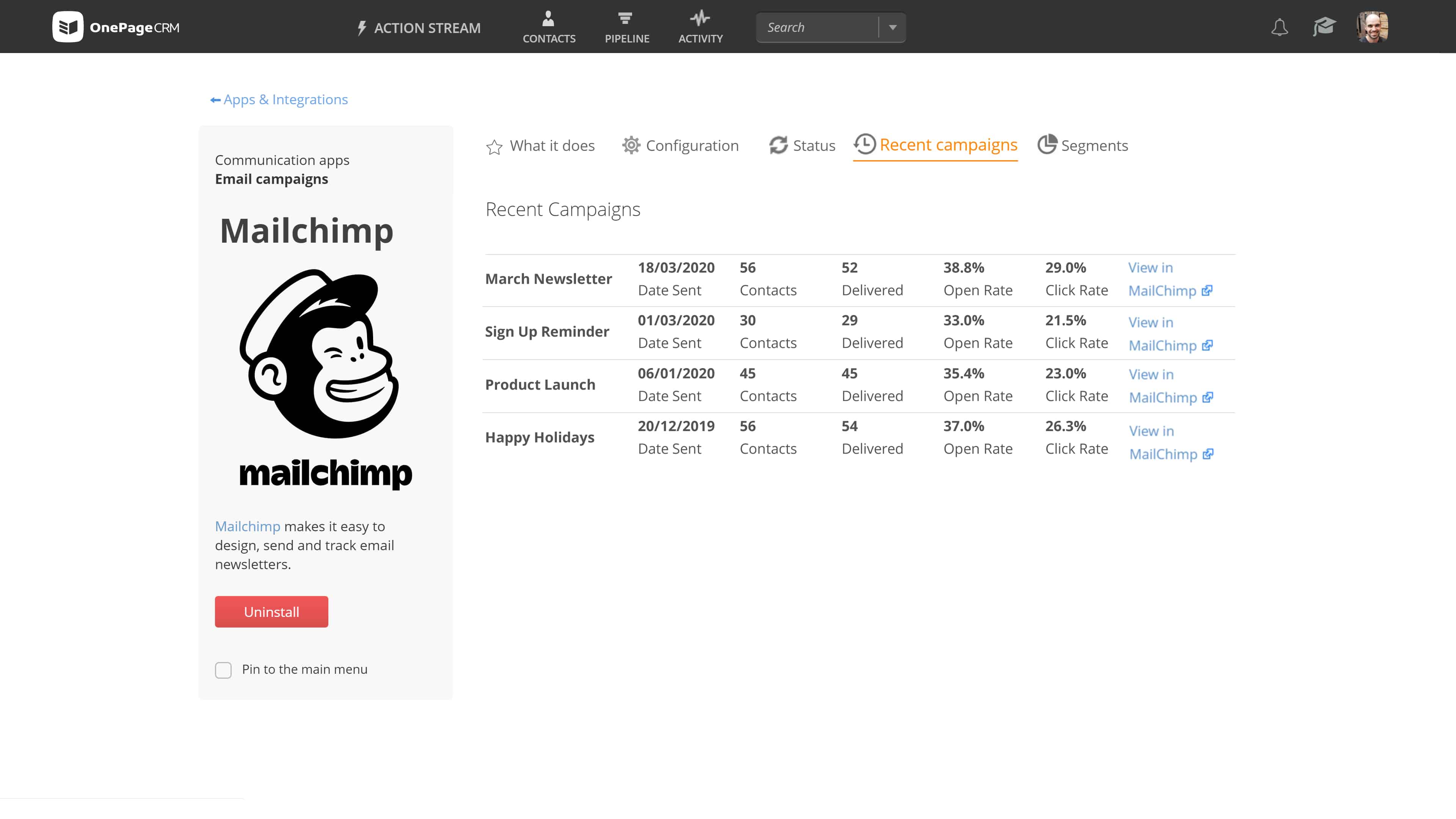 Mailchimp CRM integration