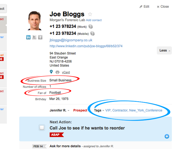 custom tags in crm