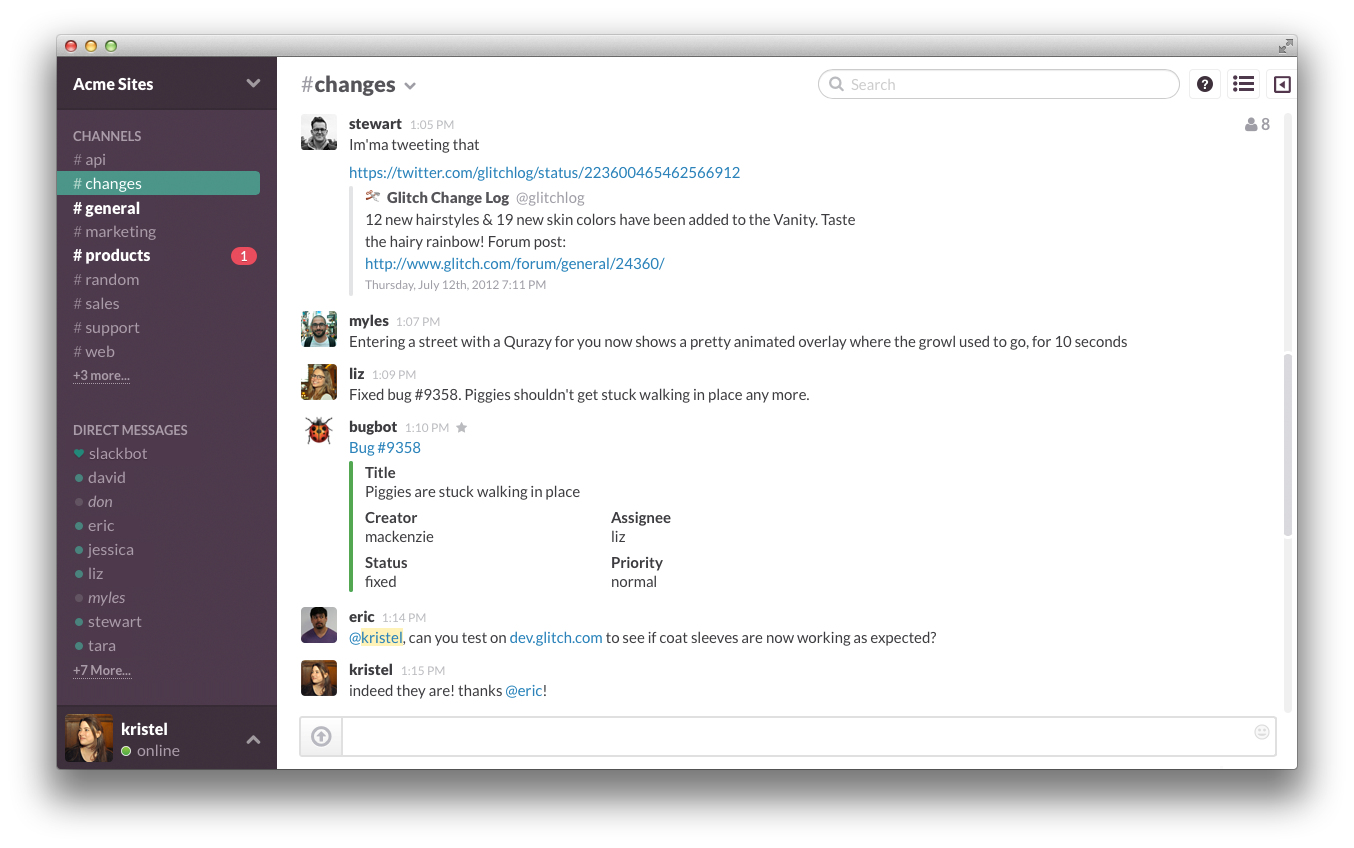 Slack is a messenger app to keep all sales team members in the loop without additional distractions