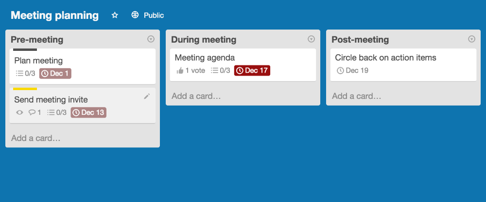 Trello board is a tool to make sales meetings more effective