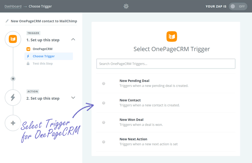 OnePageCRM Zapier Triggers